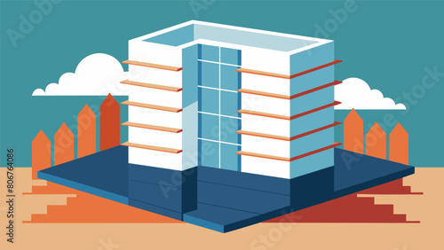 Expanded polystyrene panels are strategically p within the buildings structure to absorb and dissipate seismic forces.. Vector illustration