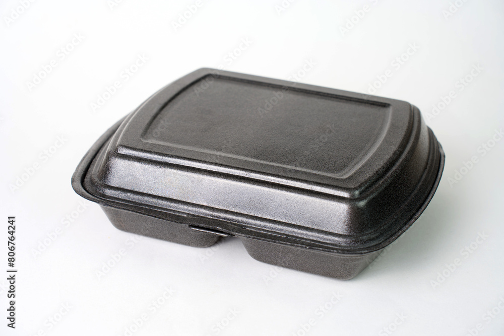 Disposable food container on a white background with copy space Disposable food container on a white background with copy space