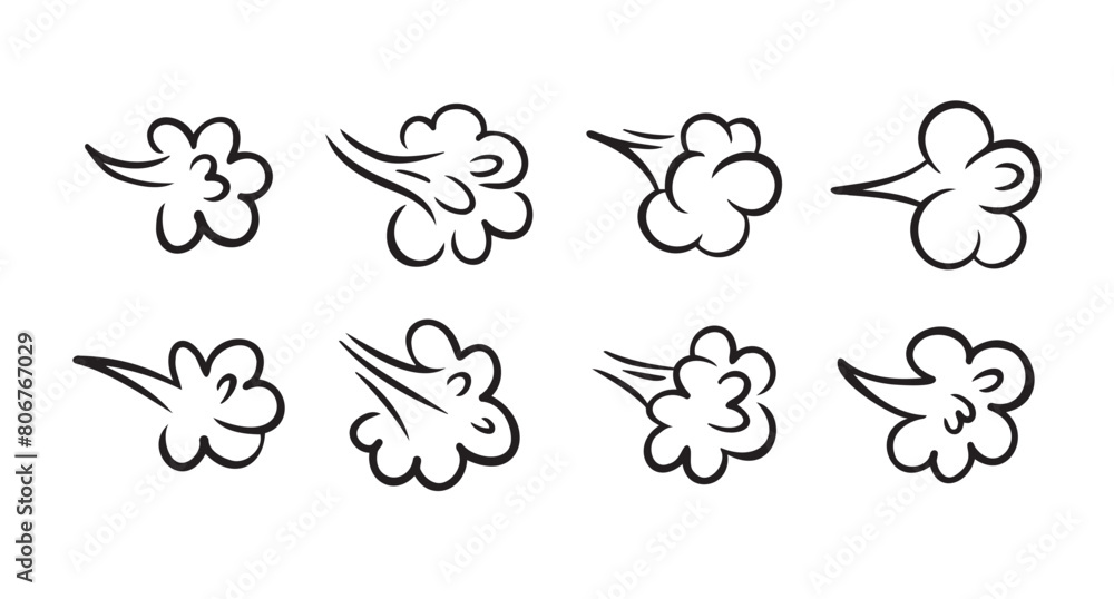 Comic fart cloud. Bad stink balloon. Smoke gas cloud in comic style. Explosion, angry breath. Comic fart cloud. Bad stink balloon. Smoke gas cloud in comic style. Explosion, angry breath.