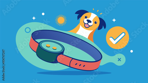An activity tracker for pets that records their outdoor adventures and allows owners to view their pets daily exercise levels.. Vector illustration