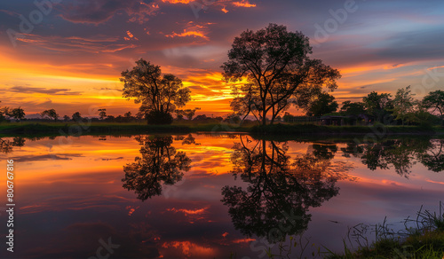 sunset over lake