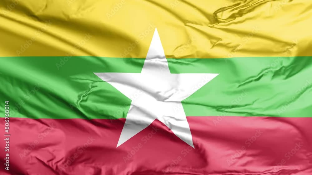 waving flag of myanmar