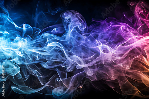 A various straight line smoke on black background
