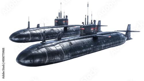 Submarines on transparent background