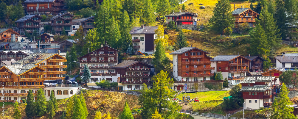Naklejka premium Zermatt, Switzerland aerial view