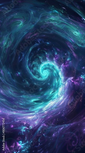 A mesmerizing piece of digital art depicting a swirling galaxy with an elegant play of light and celestial luminescence