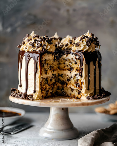 Globs of cookie dough baked into layers of sweet vanilla cake, all smothered in cookie dough buttercream and coated in silky chocolate ganache