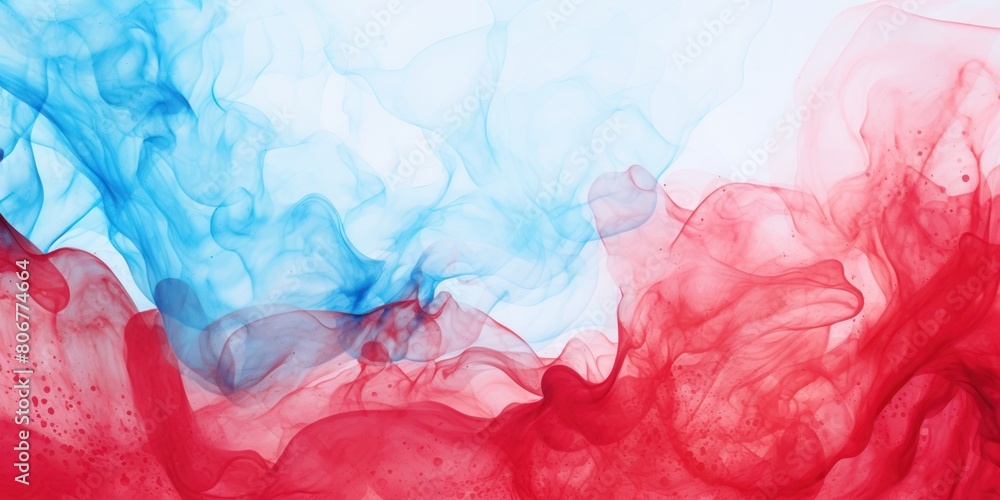 Red background abstract water ink wave, watercolor texture blue and white ocean wave web, mobile graphic resource for copy space text backdrop 