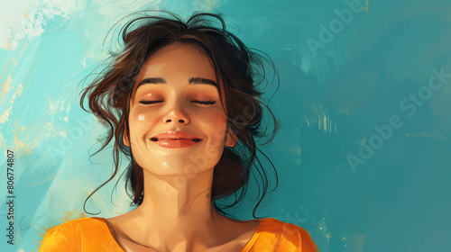 Illustration of a happy smiling woman