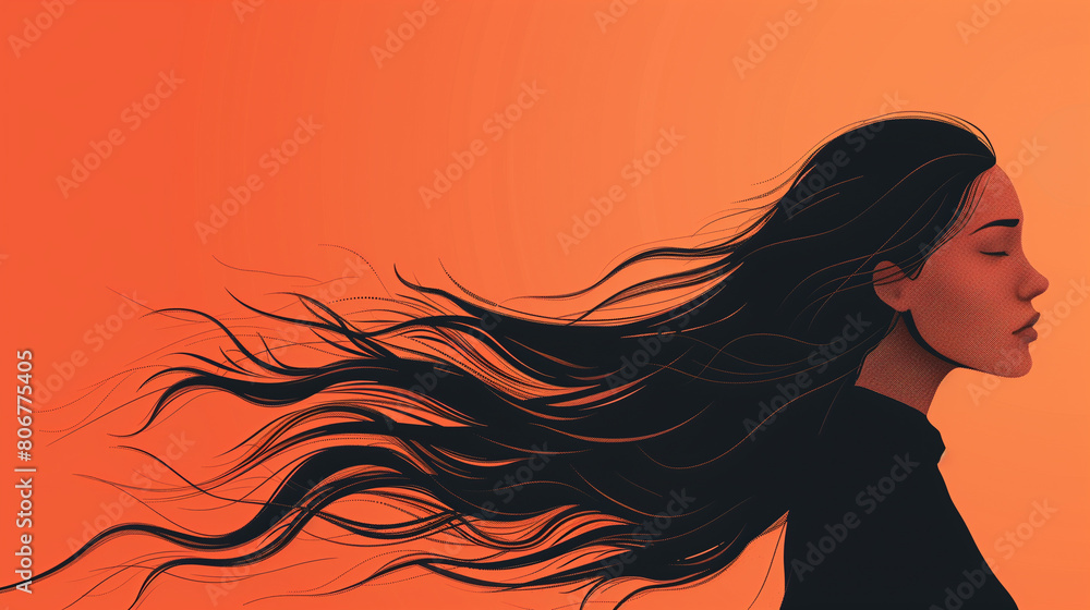 Illustration of a woman with long hair