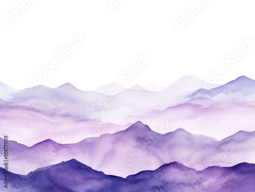 Purple tones watercolor mountain range on white background with copy space display products blank copyspace for design text photo website web banner  © Lenhard