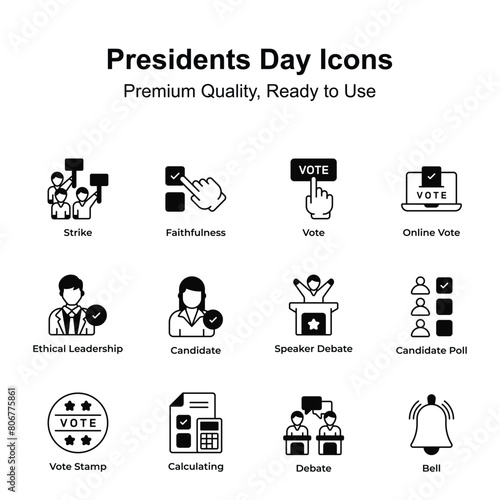 Get your hands on presidents days icons set, ready to use in websites and mobile apps