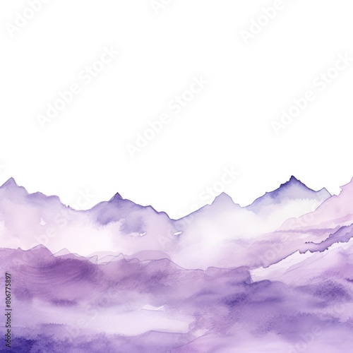 Purple tones watercolor mountain range on white background with copy space display products blank copyspace for design text photo website web banner  © Lenhard
