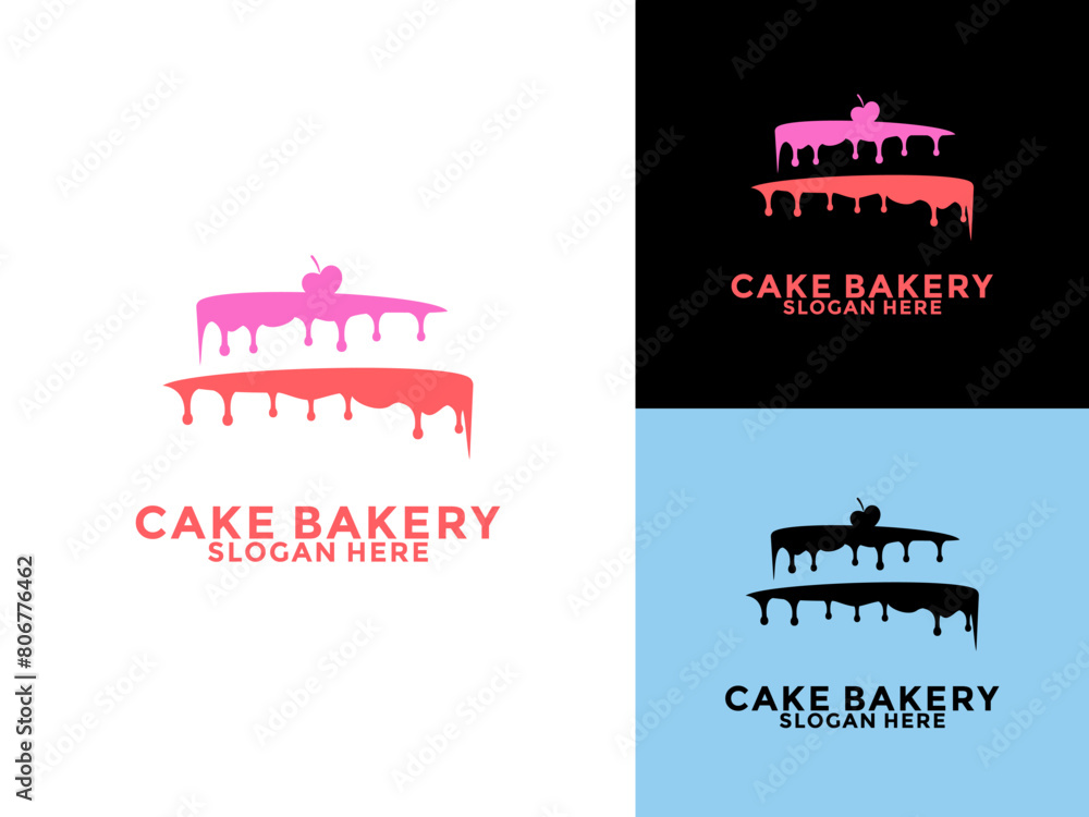 Cake logo icon template, Cake bakery logo vector illustration