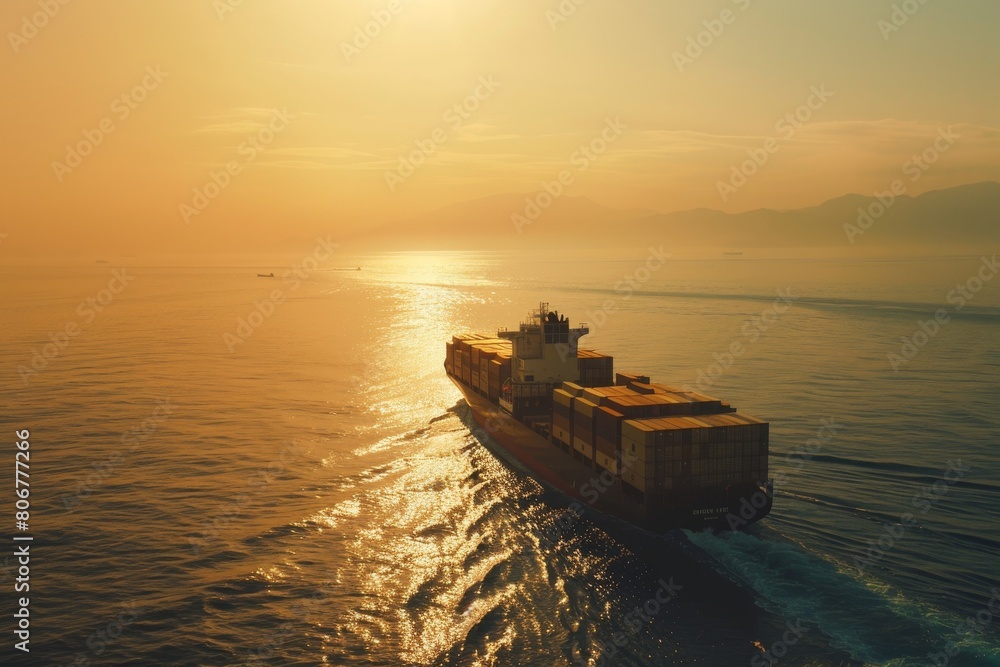 Sea-bound Cargo Transport. Global Maritime Logistics with Ship and Containers