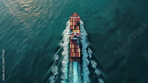 Sea-bound Cargo Transport. Global Maritime Logistics with Ship and Containers © MiniMaxi