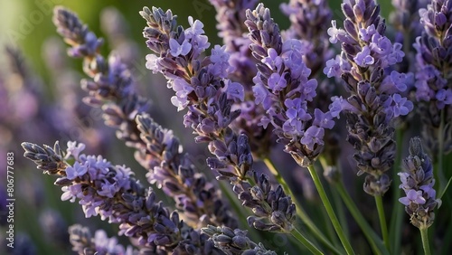 Close up of lavender bouquet in a serene natural setting