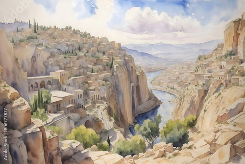 Constantine Algeria Country Landscape Illustration Art photo