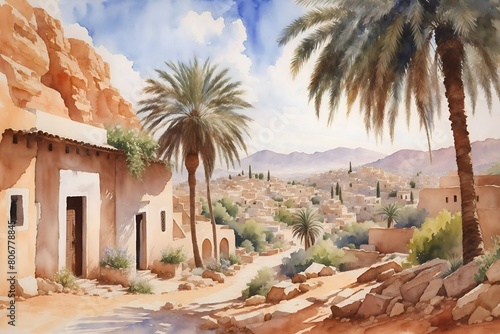 Djanet Algeria Country Landscape Illustration Art