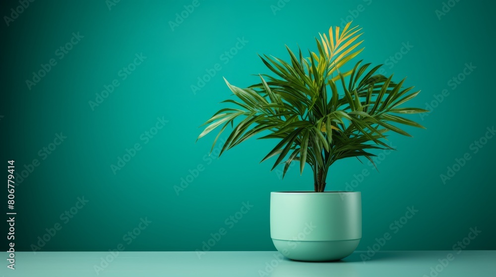 A lush potted plant gracing a table, bringing natures calm into the living space