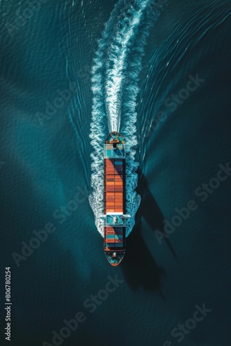 Global Maritime Logistics. Cargo Transportation with Ship and Containers at Sea