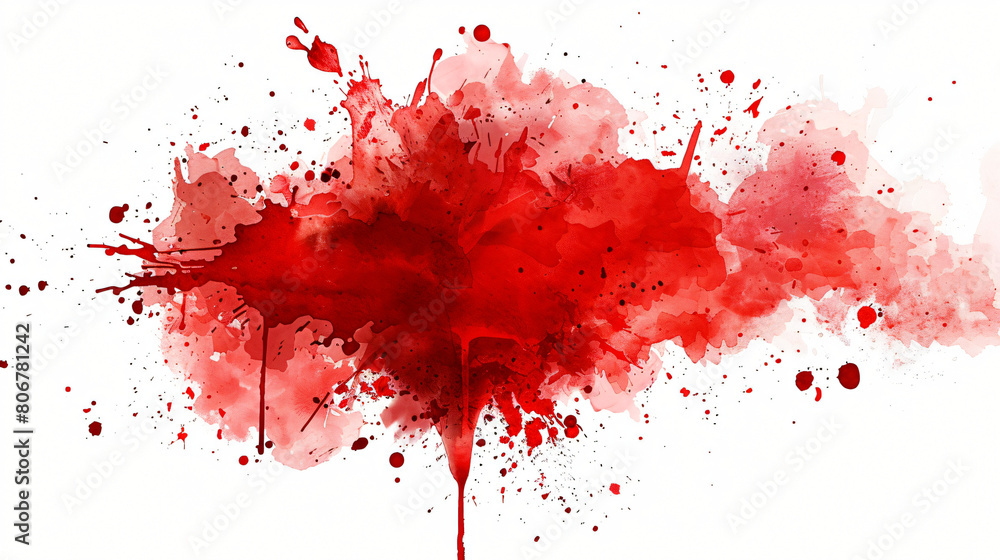 Blood blot with splashes on white background