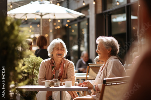 Joyful Senior Friends at a Café