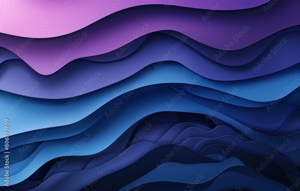 Fototapeta premium Abstract Layered Waves in Shades of Blue and Purple with a Silky Smooth Texture