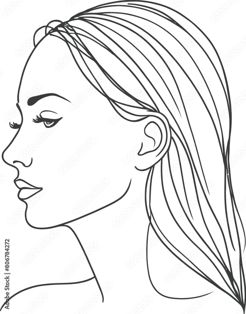 Hand-drawn one-line vector art illustration of a women Hand-drawn one-line vector art illustration of a women