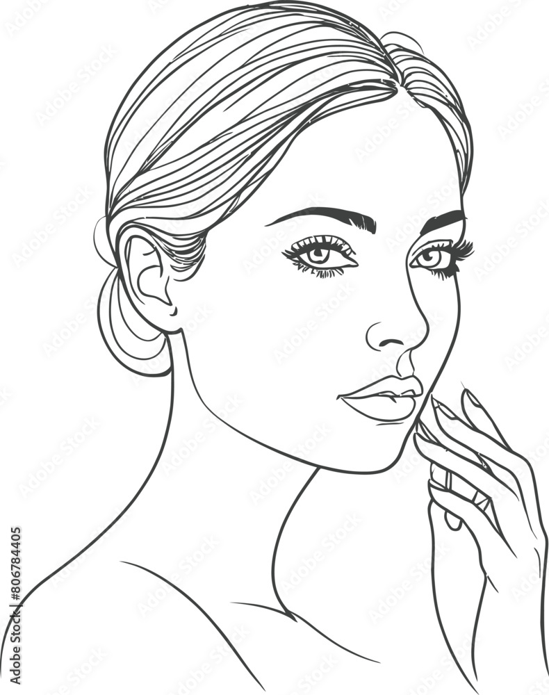 Hand-drawn one-line vector art illustration of a women Hand-drawn one-line vector art illustration of a women