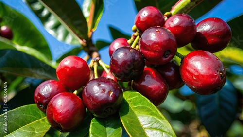 Wallpaper Mural Vibrant cluster of ripe coffee cherries on a branch Torontodigital.ca