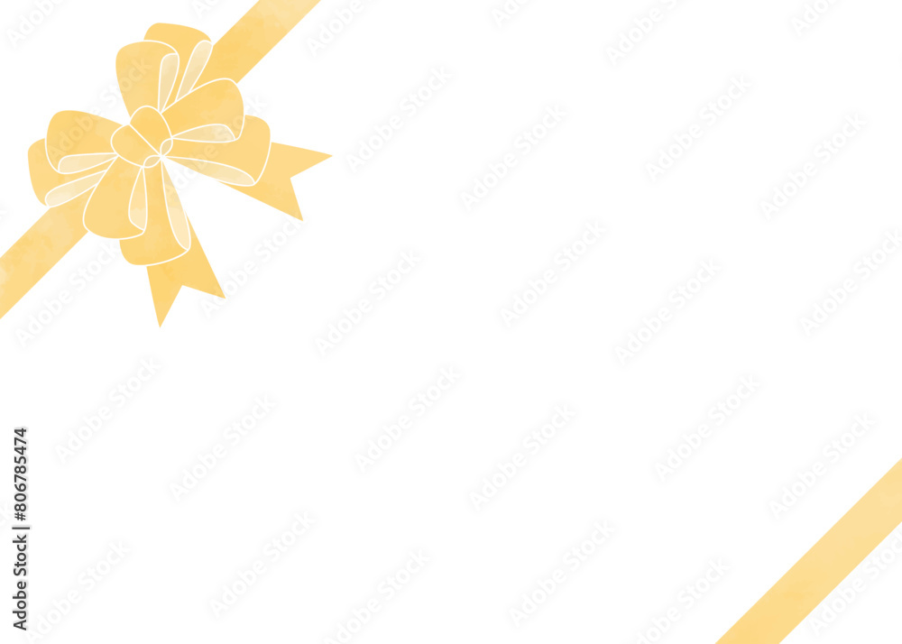 Obraz premium りぼんのラッピングフレーム、水彩風カラー、お祝いフレーム 