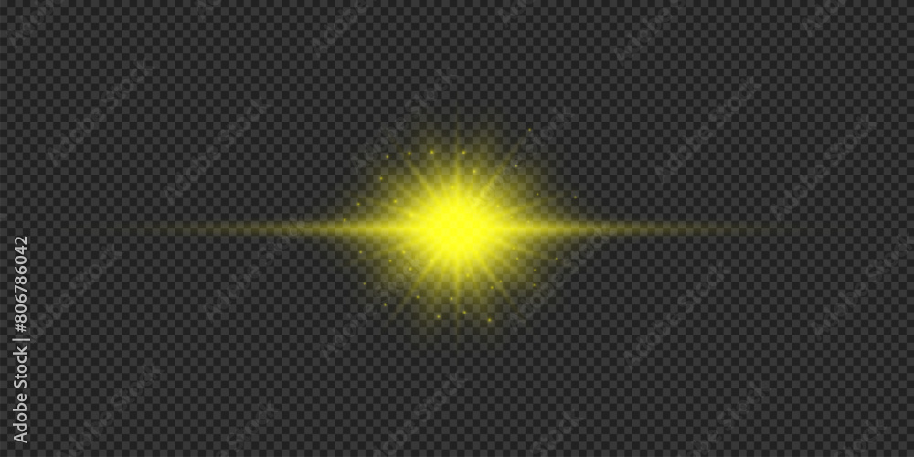 Yellow horizontal light effect of lens flares Yellow horizontal light effect of lens flares