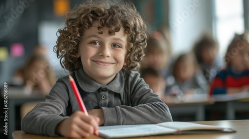 A Smiling Boy at School
