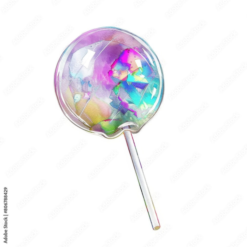 lollipop with a transparent ball filled with colorful confetti lollipop with a transparent ball filled with colorful confetti
