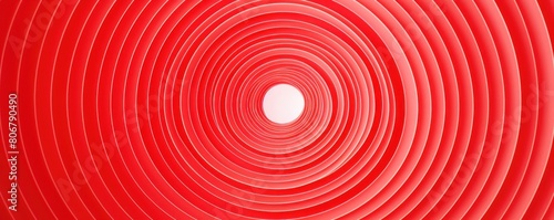 Red thin concentric rings or circles fading out background wallpaper banner flat lay top view from above on white background with copy space blank 