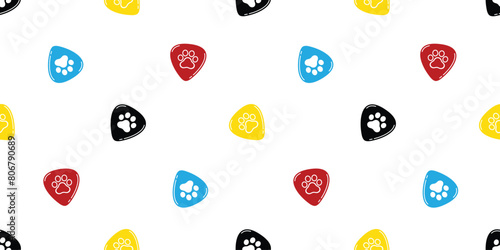 dog paw seamless pattern guitar pick cat footprint vector music bass ukulele pet puppy kitten cartoon doodle tile background gift wrapping paper repeat wallpaper illustration design