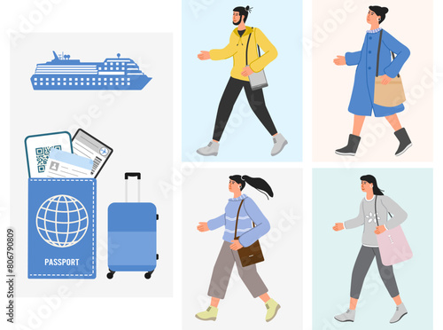 Sea cruise Ship People Travel Tourism Passport