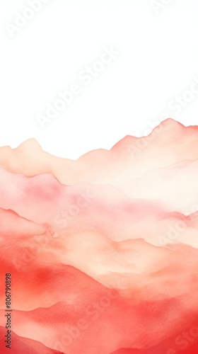 Red tones watercolor mountain range on white background with copy space display products blank copyspace for design text photo website web banner 