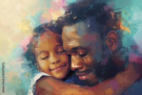 heartwarming fatherdaughter bonding moment loving black family embracing with tenderness and care capturing the essence of unconditional love digital painting