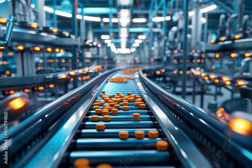 hightech pharmaceutical factory with efficient conveyor system for pill processing 3d illustration