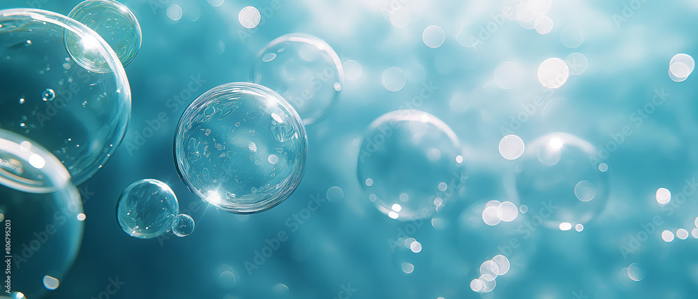 Close-up of a blue bubble floating in the water Close-up of a blue bubble floating in the water