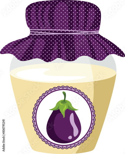 Glass jar with eggplant jam