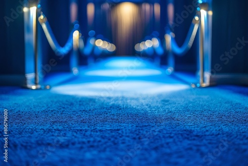 luxurious blue carpet grandeur spotlight serenity velvet rope elegance abstract background photo