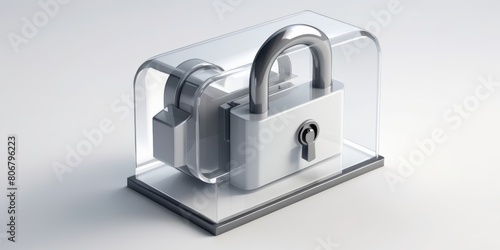 Glossy stylized glass icon of lock, security, padlock, locked photo