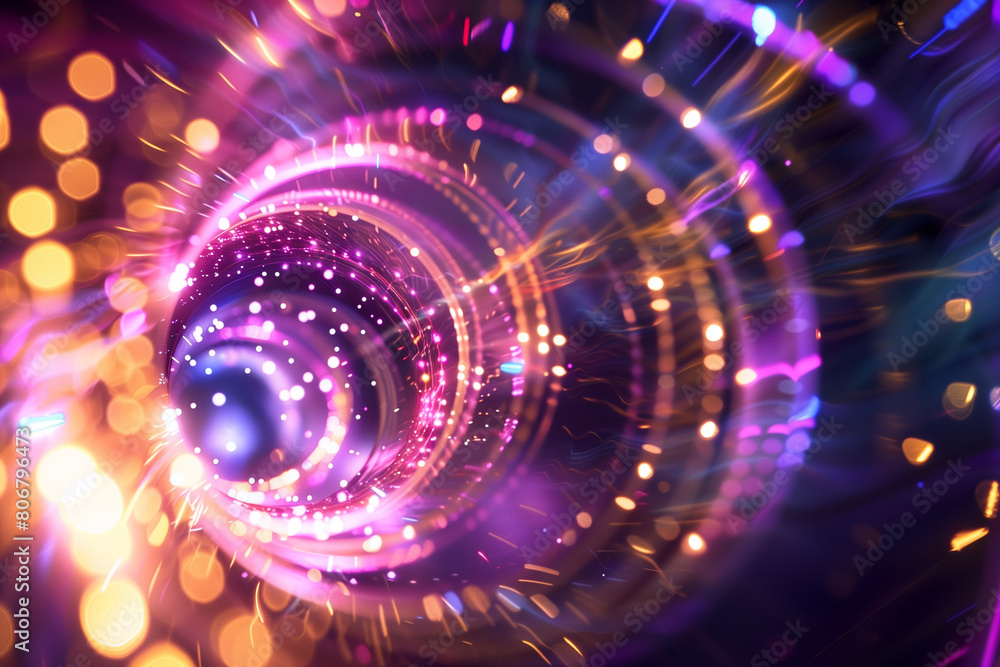 Obraz premium Futuristic stunning particle energy dynamics with neon light