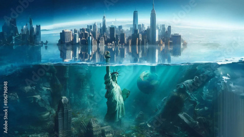 America after the Apocalypse: Cities and the Statue of Liberty find themselves under the ocean waters