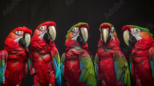 Ara parrots Scarlet Macaw and Great green macaw