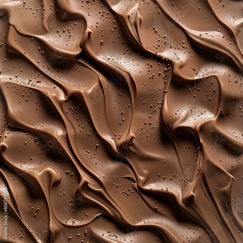 Fondo con detalle y textura de superficie de cobertura de chocolate con reflejos de luz photo