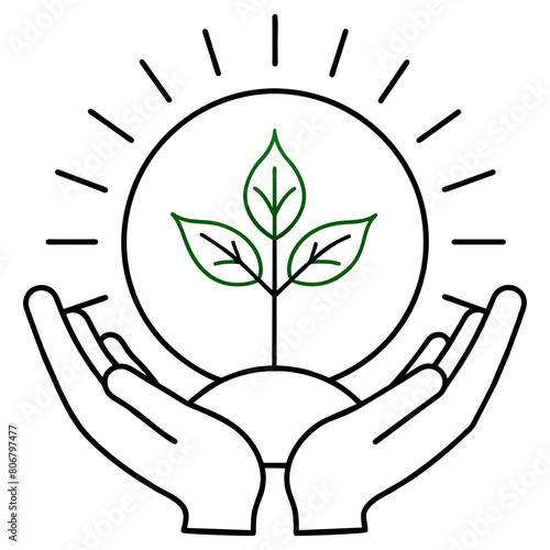 hand holding green leaf